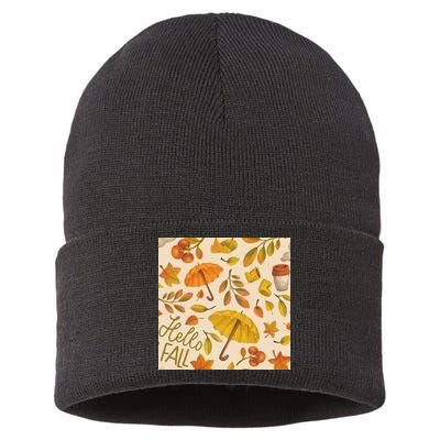 Hello Fall Autumn Season Sustainable Knit Beanie