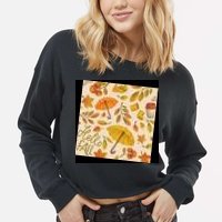 Hello Fall Autumn Season Cropped Pullover Crew