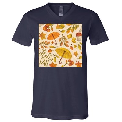 Hello Fall Autumn Season V-Neck T-Shirt