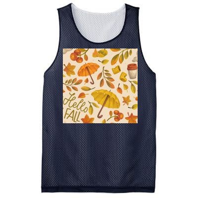 Hello Fall Autumn Season Mesh Reversible Basketball Jersey Tank