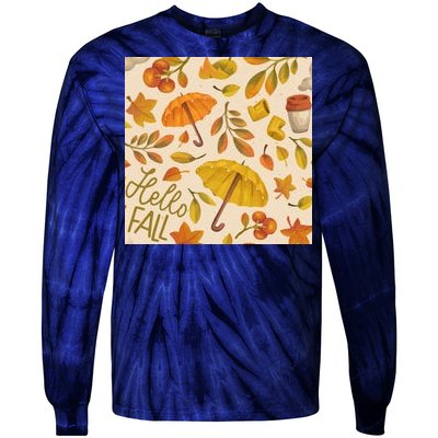 Hello Fall Autumn Season Tie-Dye Long Sleeve Shirt