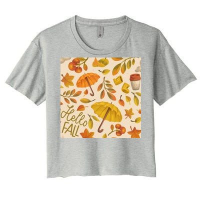 Hello Fall Autumn Season Women's Crop Top Tee