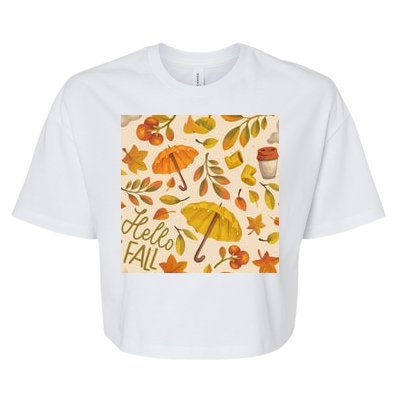 Hello Fall Autumn Season Bella+Canvas Jersey Crop Tee