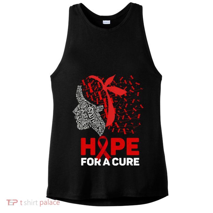 Hope For A Cure Red Ribbon National Hiv Awareness Month Ladies PosiCharge Tri-Blend Wicking Tank