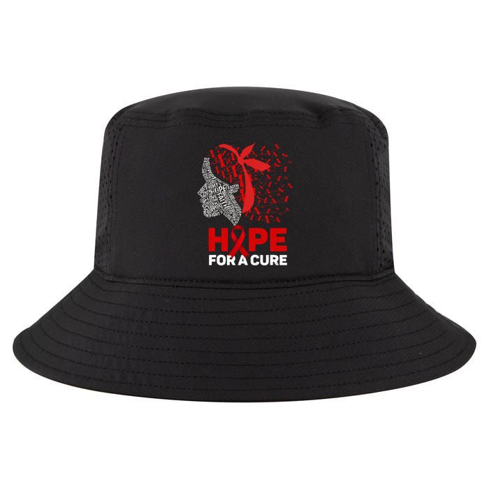 Hope For A Cure Red Ribbon National Hiv Awareness Month Cool Comfort Performance Bucket Hat