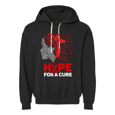 Hope For A Cure Red Ribbon National Hiv Awareness Month Garment-Dyed Fleece Hoodie
