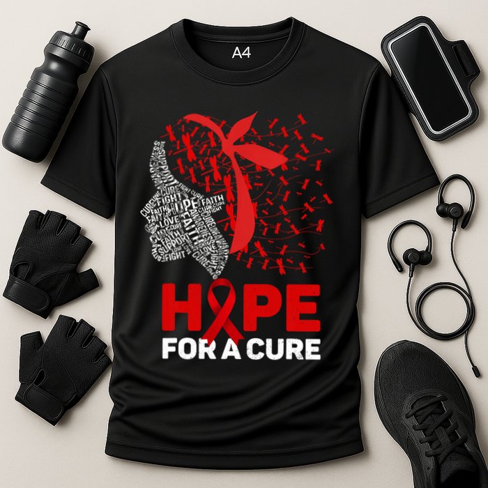 Hope For A Cure Red Ribbon National Hiv Awareness Month Cooling Performance Crew T-Shirt
