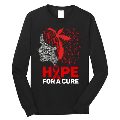 Hope For A Cure Red Ribbon National Hiv Awareness Month Long Sleeve Shirt