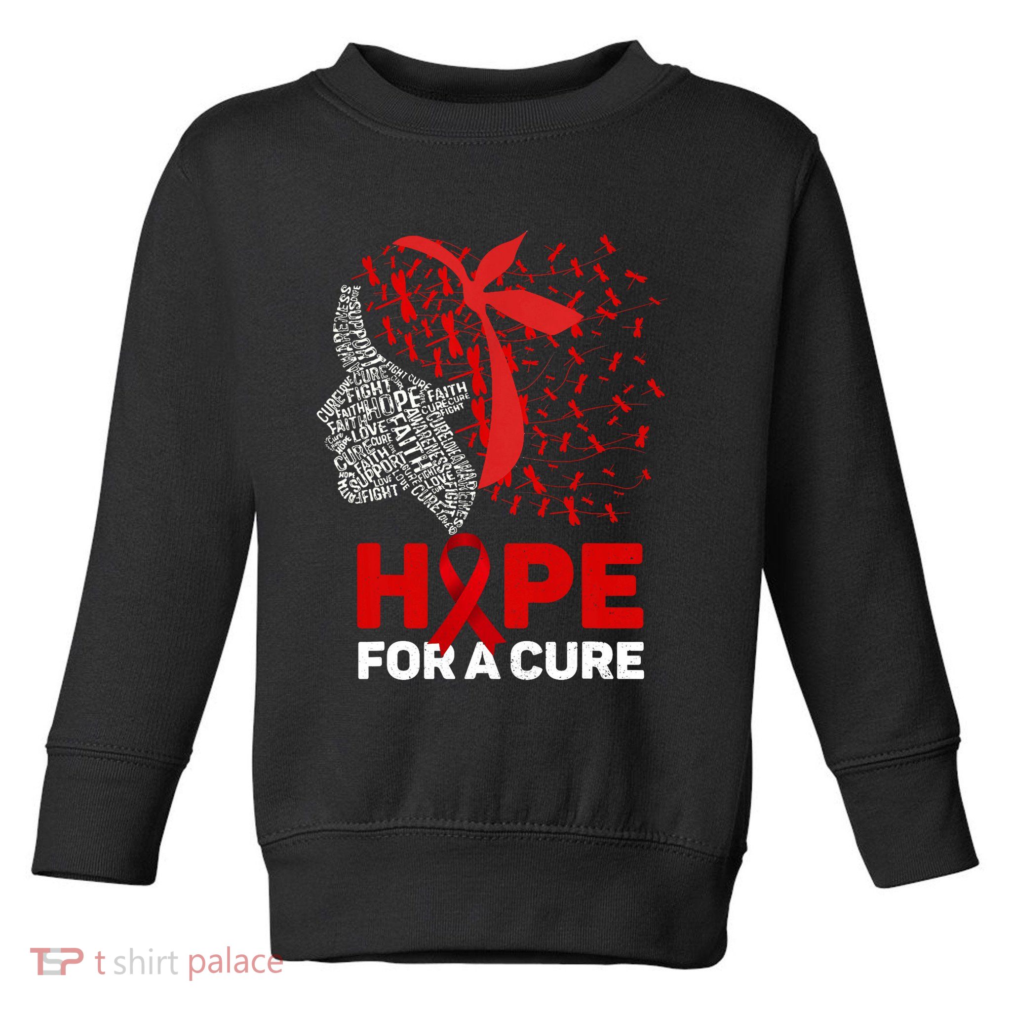 Hope For A Cure Red Ribbon National Hiv Awareness Month Toddler Sweatshirt