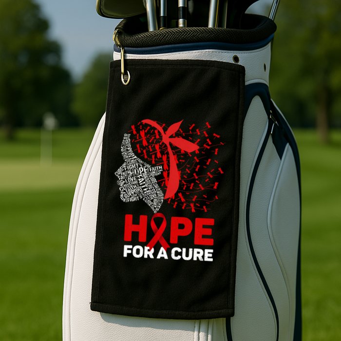 Hope For A Cure Red Ribbon National Hiv Awareness Month Golf Towel