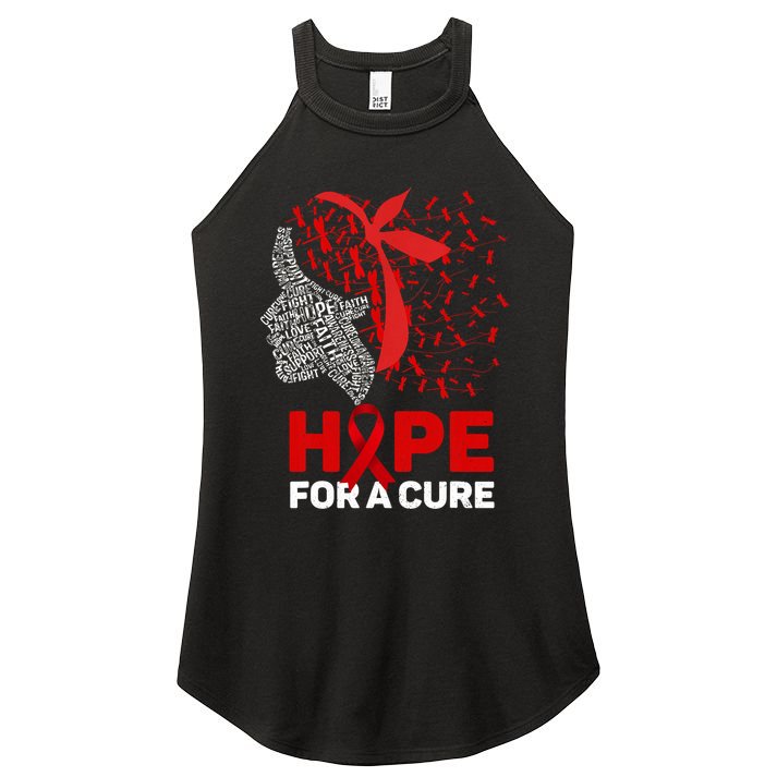 Hope For A Cure Red Ribbon National Hiv Awareness Month Women's Perfect Tri Rocker Tank
