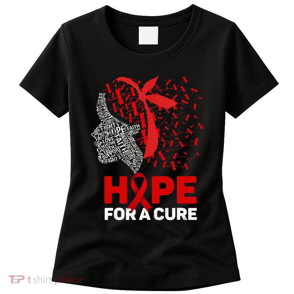 Hope For A Cure Red Ribbon National Hiv Awareness Month Womens T-Shirt