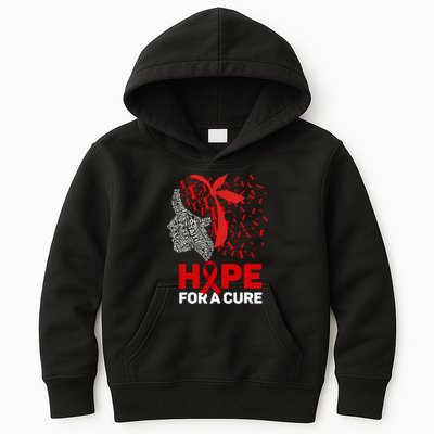 Hope For A Cure Red Ribbon National Hiv Awareness Month Kids Hoodie