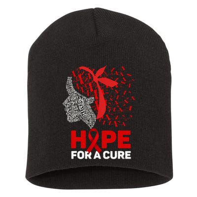 Hope For A Cure Red Ribbon National Hiv Awareness Month Short Acrylic Beanie