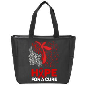 Hope For A Cure Red Ribbon National Hiv Awareness Month Zip Tote Bag