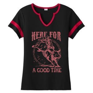 Here For A Good Time Cowboy Cowgirl Western Country Music Ladies Halftime Notch Neck Tee