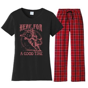 Here For A Good Time Cowboy Cowgirl Western Country Music Women's Flannel Pajama Set