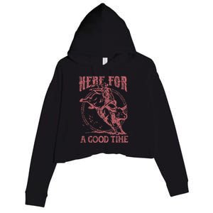 Here For A Good Time Cowboy Cowgirl Western Country Music Crop Fleece Hoodie