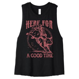 Here For A Good Time Cowboy Cowgirl Western Country Music Women's Racerback Cropped Tank