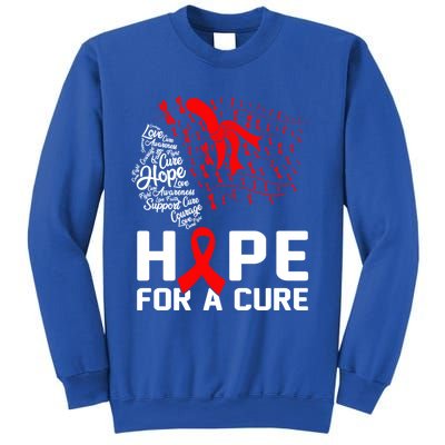 Hope For A Cure National Hiv Awareness Month Red Ribbon Gift Sweatshirt