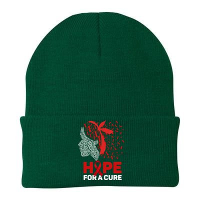 Hope For A Cure Red Ribbon National Hiv Awareness Month Gift Knit Cap Winter Beanie