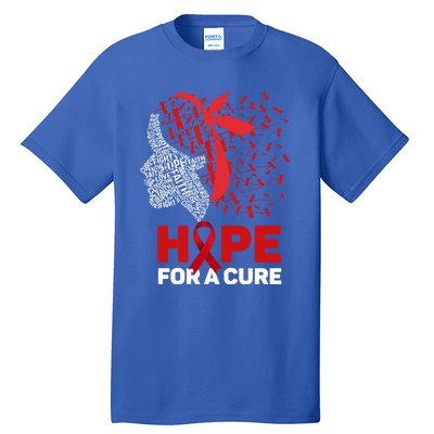 Hope For A Cure Red Ribbon National Hiv Awareness Month Gift Tall T-Shirt