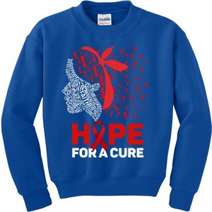 Hope For A Cure Red Ribbon National Hiv Awareness Month Gift Kids Sweatshirt