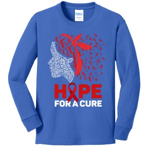 Hope For A Cure Red Ribbon National Hiv Awareness Month Gift Kids Long Sleeve Shirt