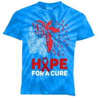 Hope For A Cure Red Ribbon National Hiv Awareness Month Gift Kids Tie-Dye T-Shirt