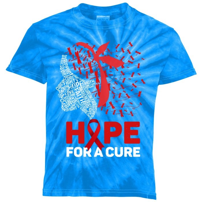 Hope For A Cure Red Ribbon National Hiv Awareness Month Gift Kids Tie-Dye T-Shirt