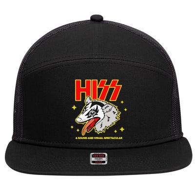 Hiss Funny A Sound And Visual Spectacular Opossum 7 Panel Mesh Trucker Snapback Hat