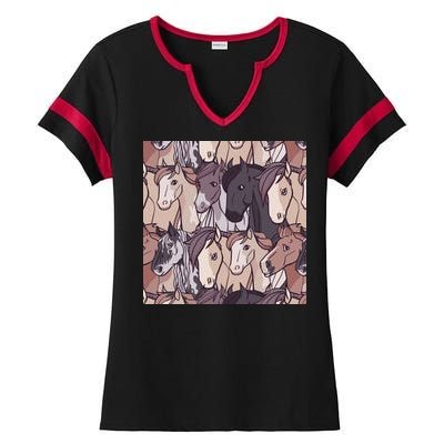 Horses Farm Animal Ladies Halftime Notch Neck Tee