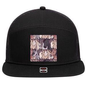 Horses Farm Animal 7 Panel Mesh Trucker Snapback Hat