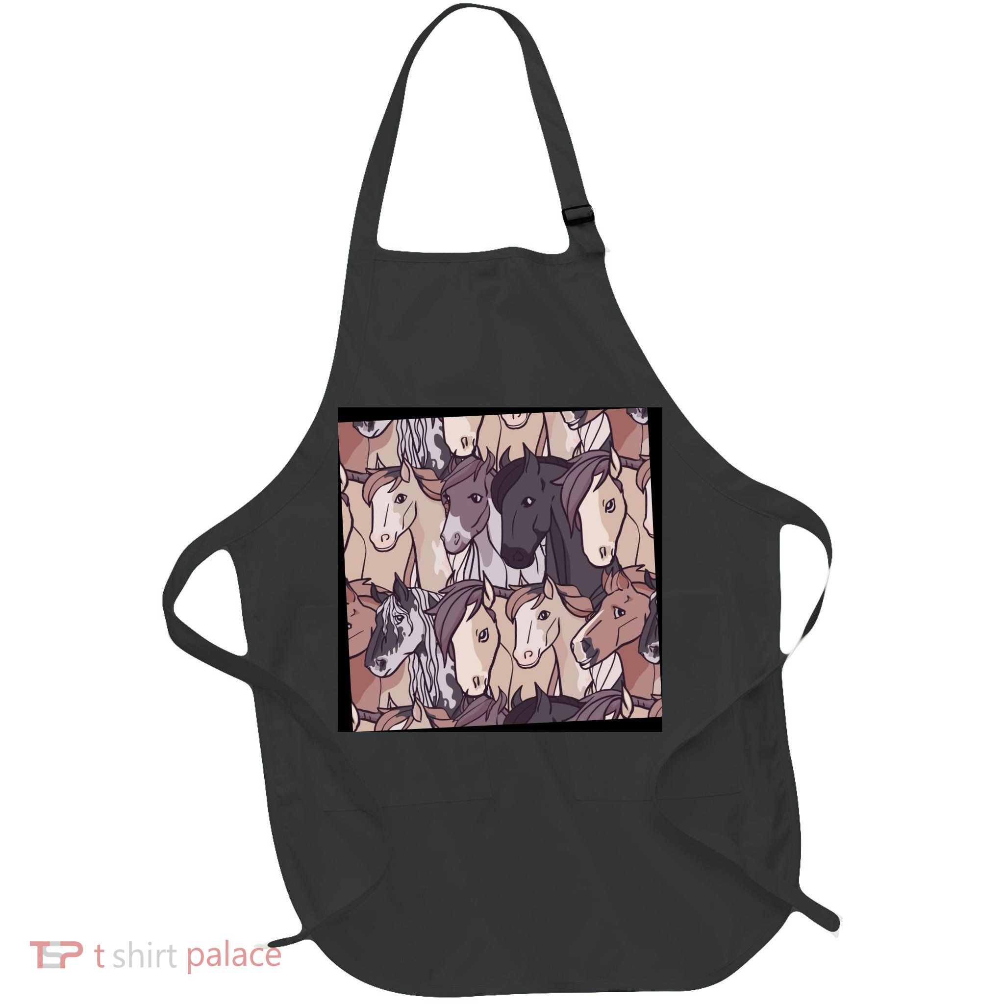 Horses Farm Animal Full-Length Apron With Pockets