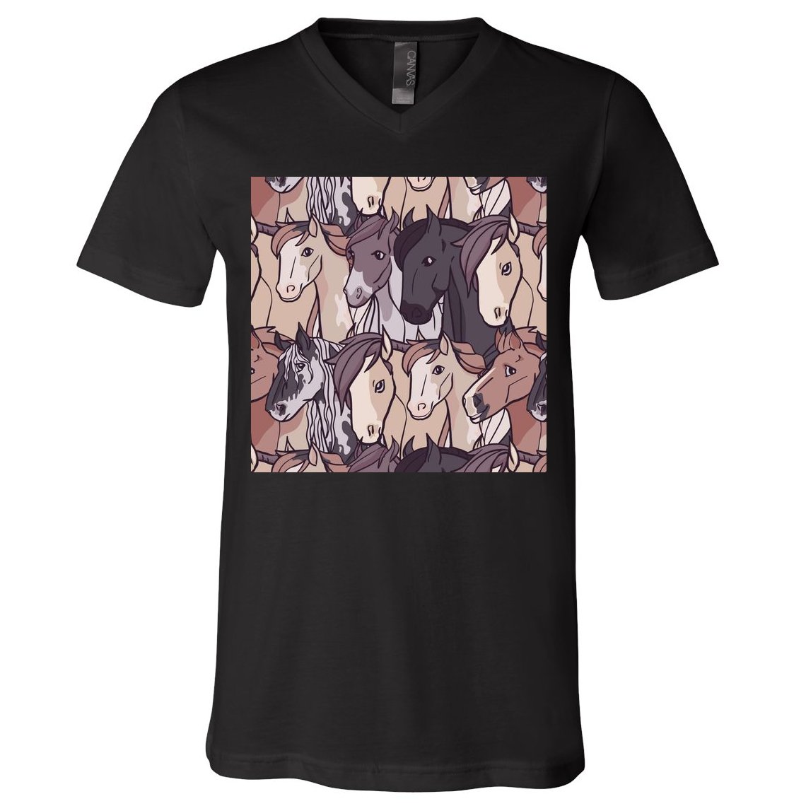 Horses Farm Animal V-Neck T-Shirt