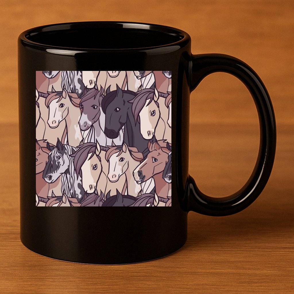 Horses Farm Animal 11oz C Handle Ceramic Mug