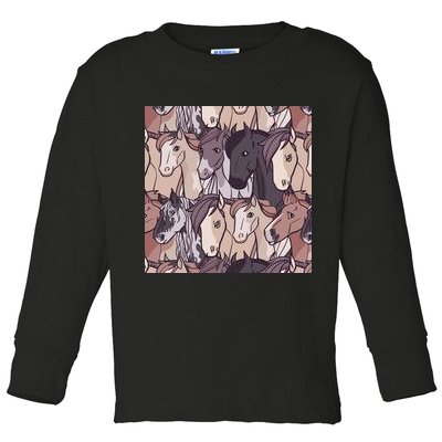 Horses Farm Animal Toddler Long Sleeve Shirt