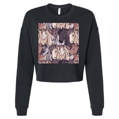 Horses Farm Animal Cropped Pullover Crew