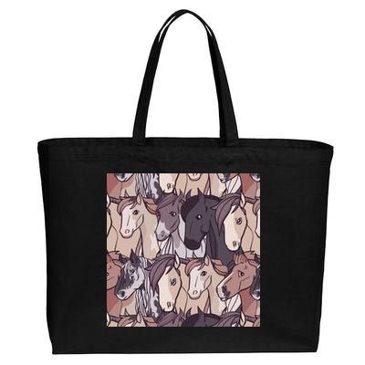 Horses Farm Animal Cotton Canvas Jumbo Tote