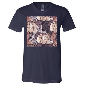 Horses Farm Animal V-Neck T-Shirt