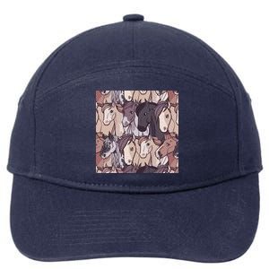 Horses Farm Animal 7-Panel Snapback Hat