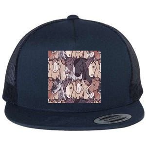 Horses Farm Animal Flat Bill Trucker Hat