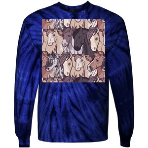 Horses Farm Animal Tie-Dye Long Sleeve Shirt