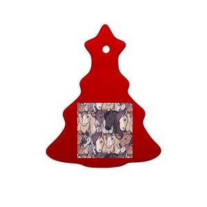 Horses Farm Animal Ceramic Tree Ornament