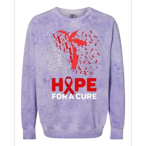 Hope For A Cure Red Ribbon National HIV Awareness Month Colorblast Crewneck Sweatshirt