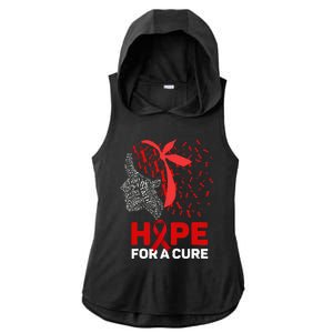 Hope For A Cure Red Ribbon National HIV Awareness Month Ladies PosiCharge Tri-Blend Wicking Draft Hoodie Tank