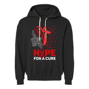 Hope For A Cure Red Ribbon National HIV Awareness Month Garment-Dyed Fleece Hoodie