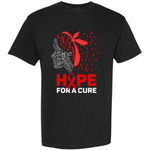 Hope For A Cure Red Ribbon National HIV Awareness Month Garment-Dyed Heavyweight T-Shirt