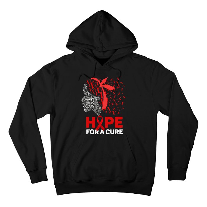 Hope For A Cure Red Ribbon National HIV Awareness Month Hoodie