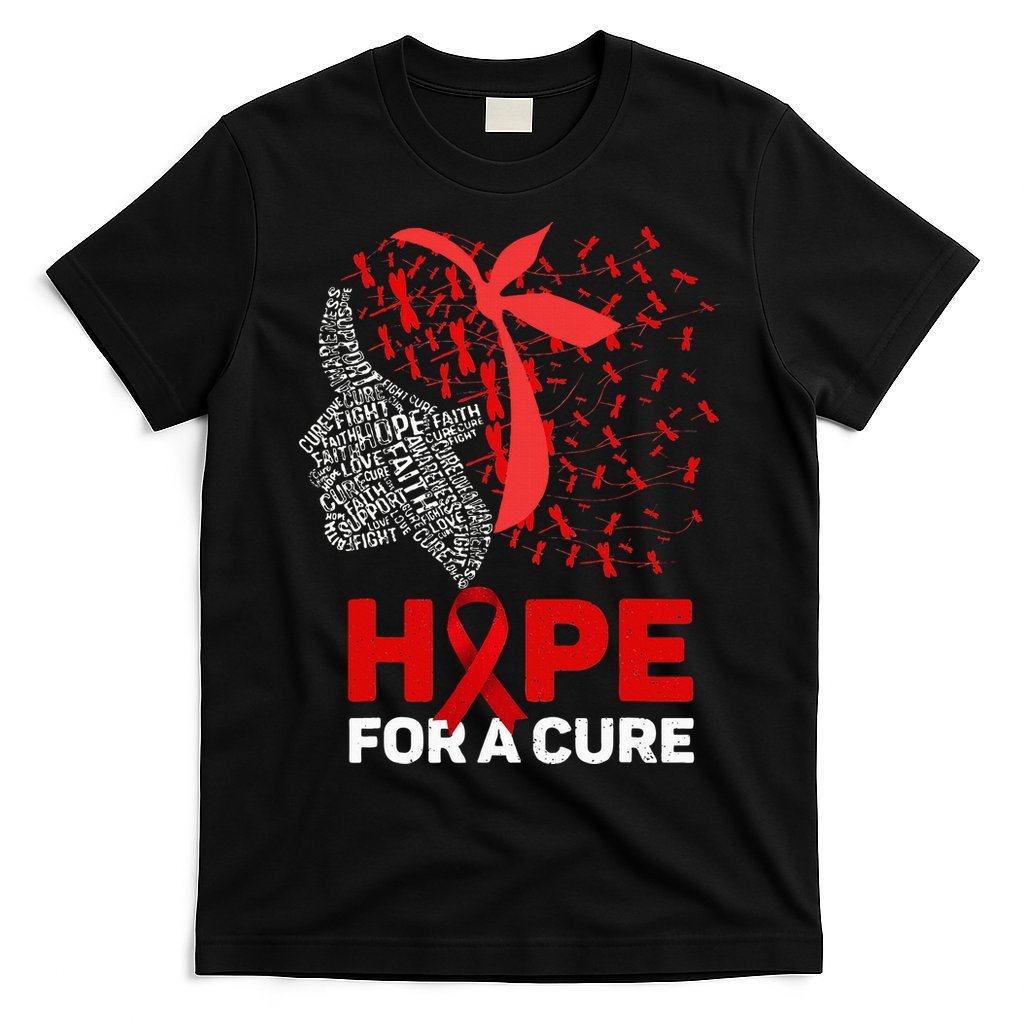 Hope For A Cure Red Ribbon National HIV Awareness Month T-Shirt